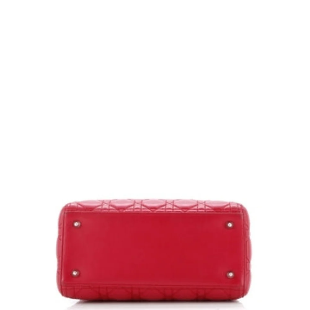 Like NEW!!! Christian Dior Lady Dior Bag Cannage Quilt Lambskin Medium - Picture 5 of 16